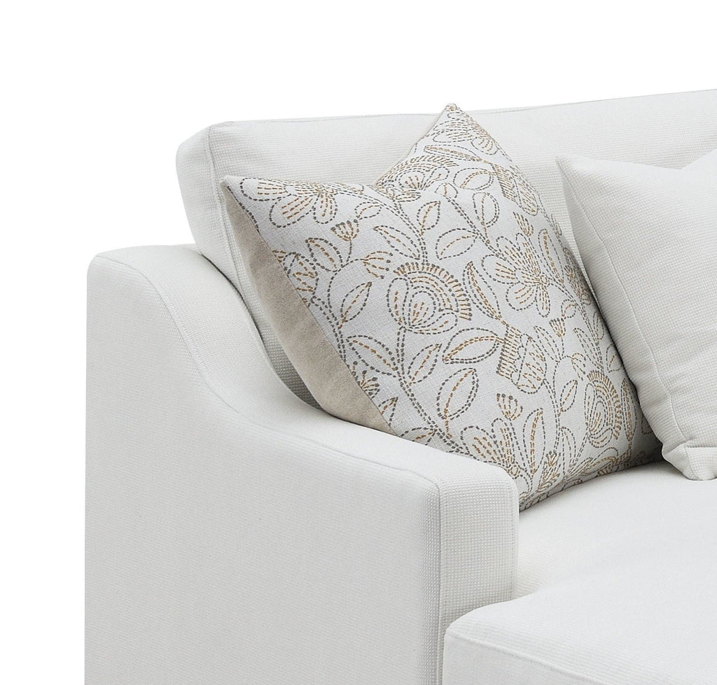 Valiant Chenille Sectional Sofa With 4 Pillows - Ivory