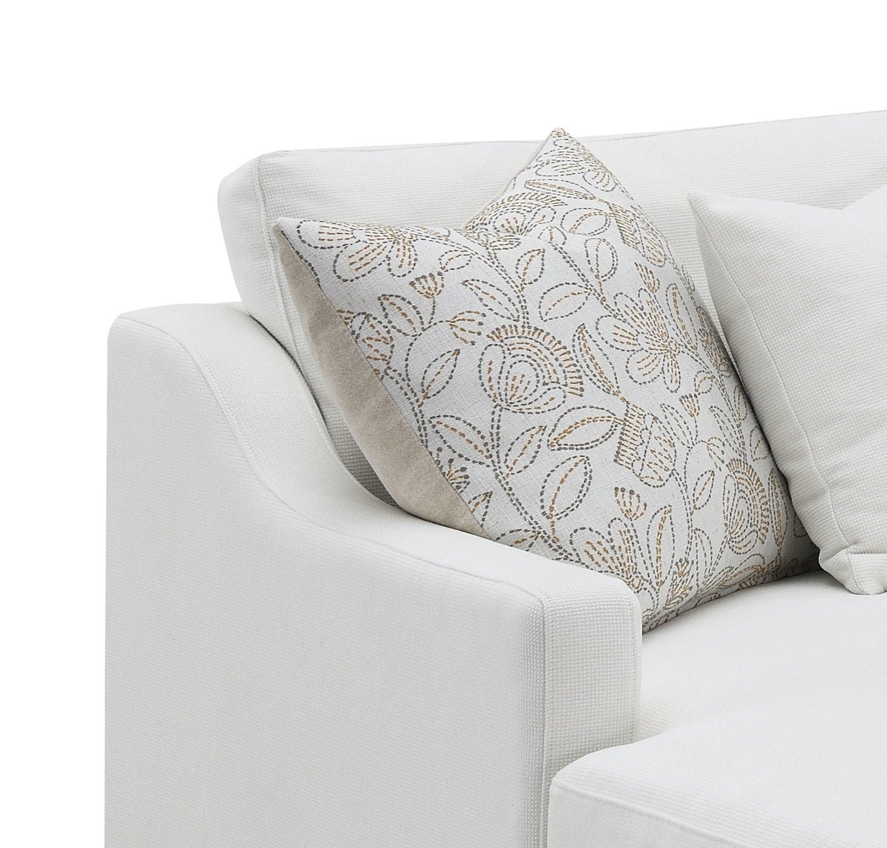 Valiant Chenille Sectional Sofa With 4 Pillows - Ivory