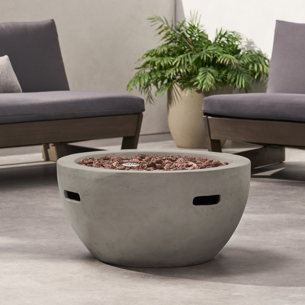 27' Bowl Shaped MGO 40,000 BTU Propane Fire Pit, Light Grey (Tank Cover not Included)