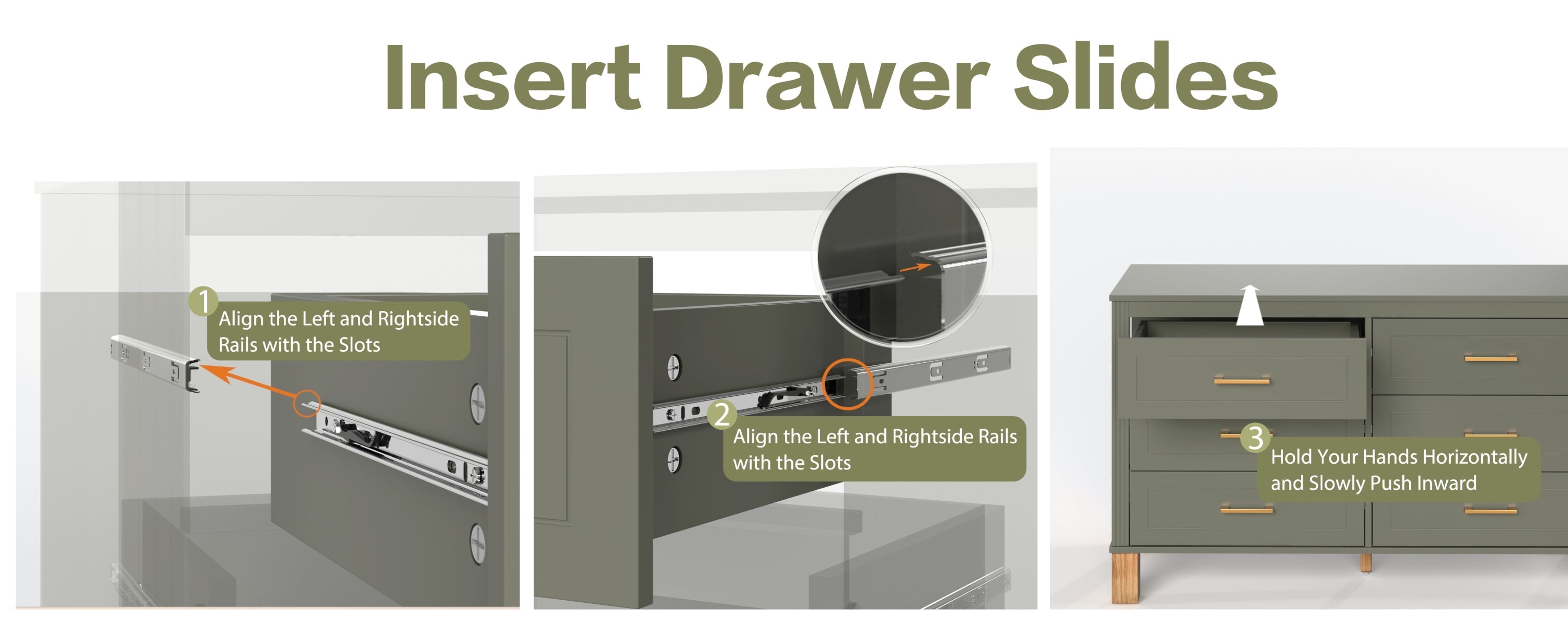 6-Drawer Double Dresser in Olive