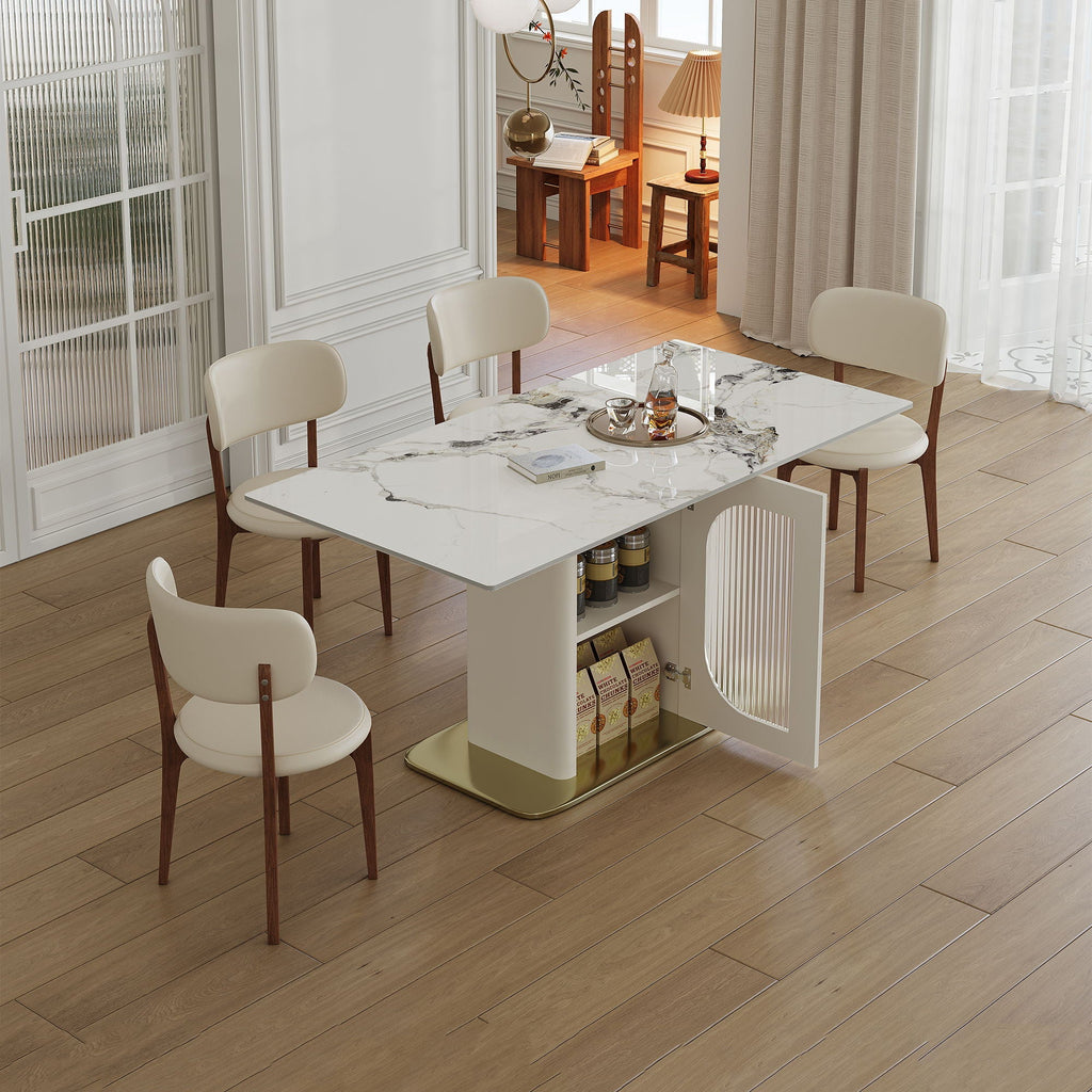 Dining Table Set With Storage, Includes Chairs For Kitchen