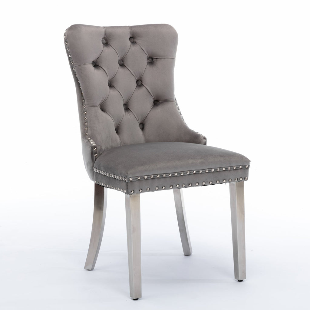 A&A Furniture Nikki Collection Modern Velvet Upholstered Dining Chairs - Set of 2