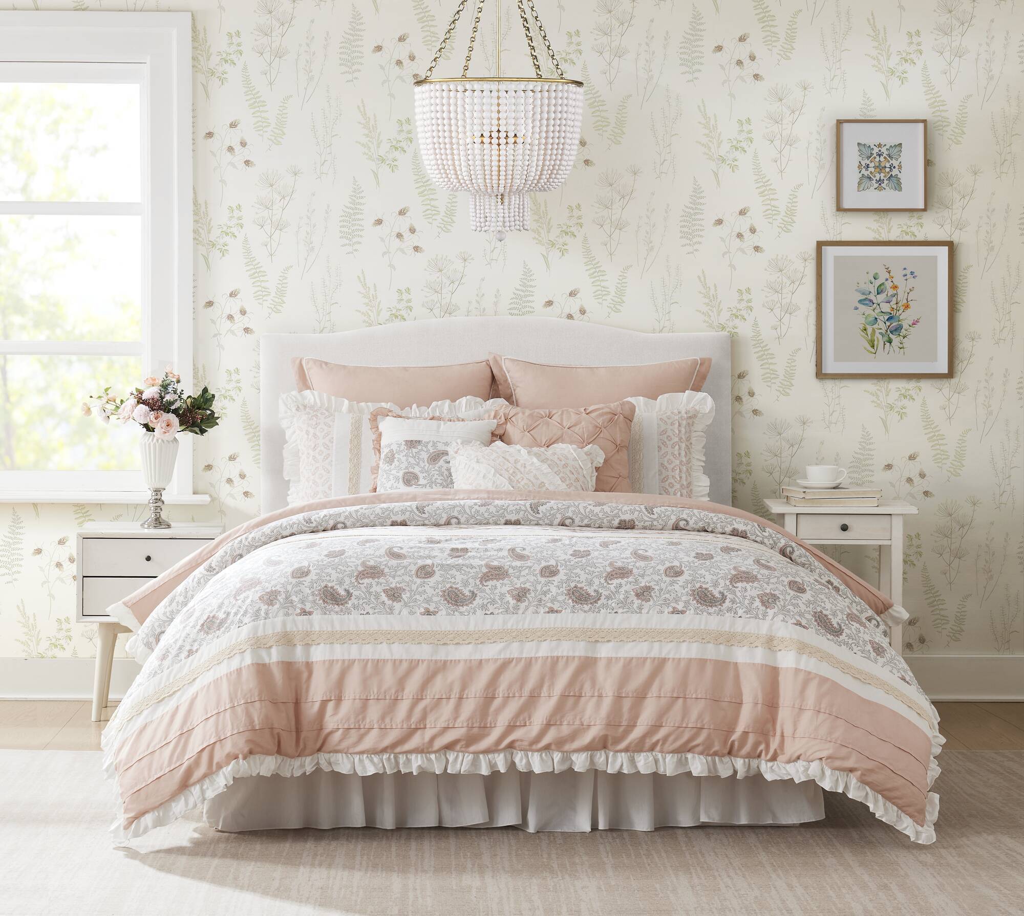 9 Piece Cotton Percale Comforter Set Blush