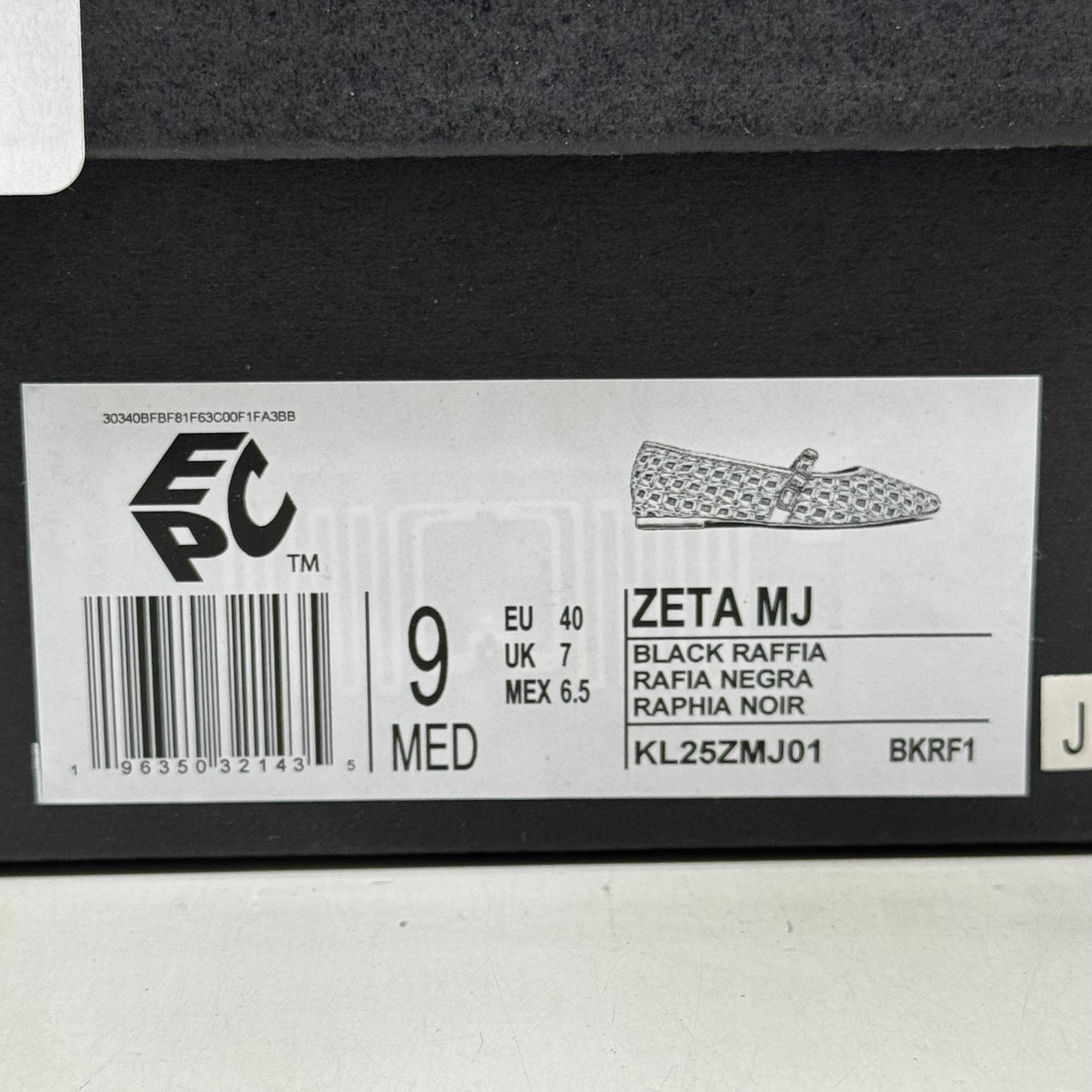 KENNETH COLE  New York Zeta Raffia Jewel Jane Flat Women's Sz 9 Black KL25ZMJ01
