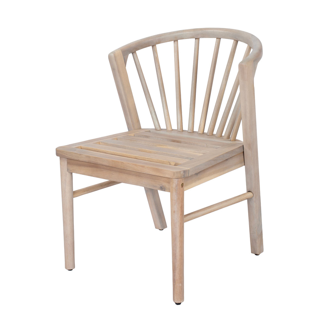 Outdoor Dining Chairs Set of 2 with Acacia Wood and Cream Washable Cushions
