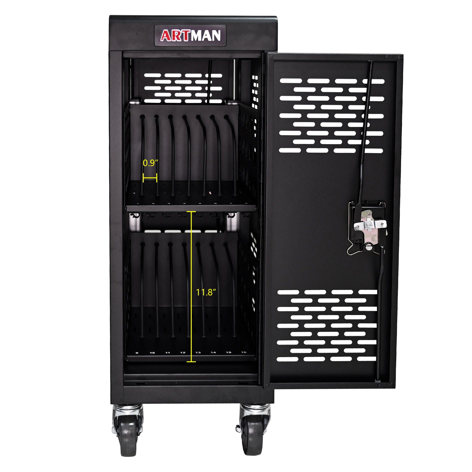 16 Bay Mobile School Charging Cart Station For book, Tablet And Laptop Computer With Power Strip Included