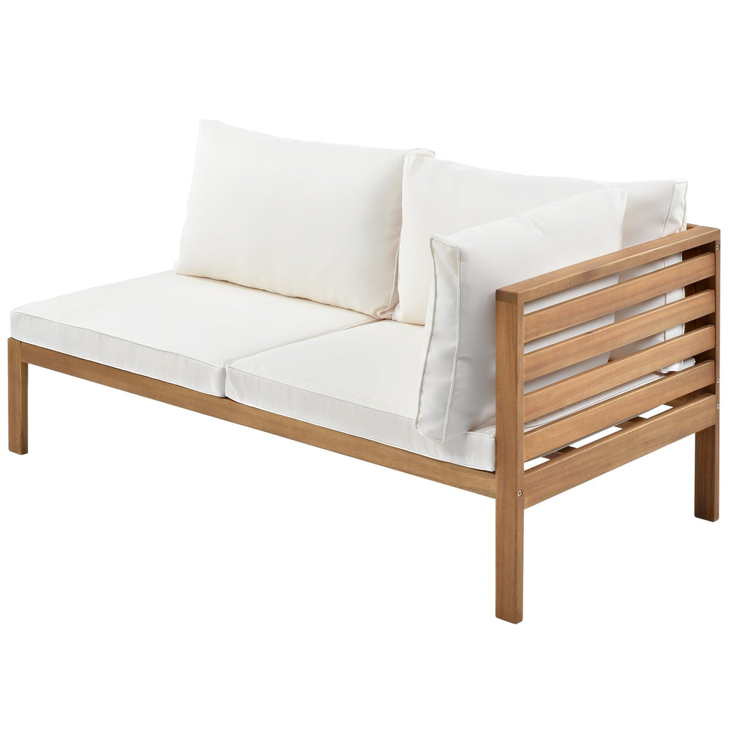 Wood Structure Outdoor Sofa Set with Beige Cushions