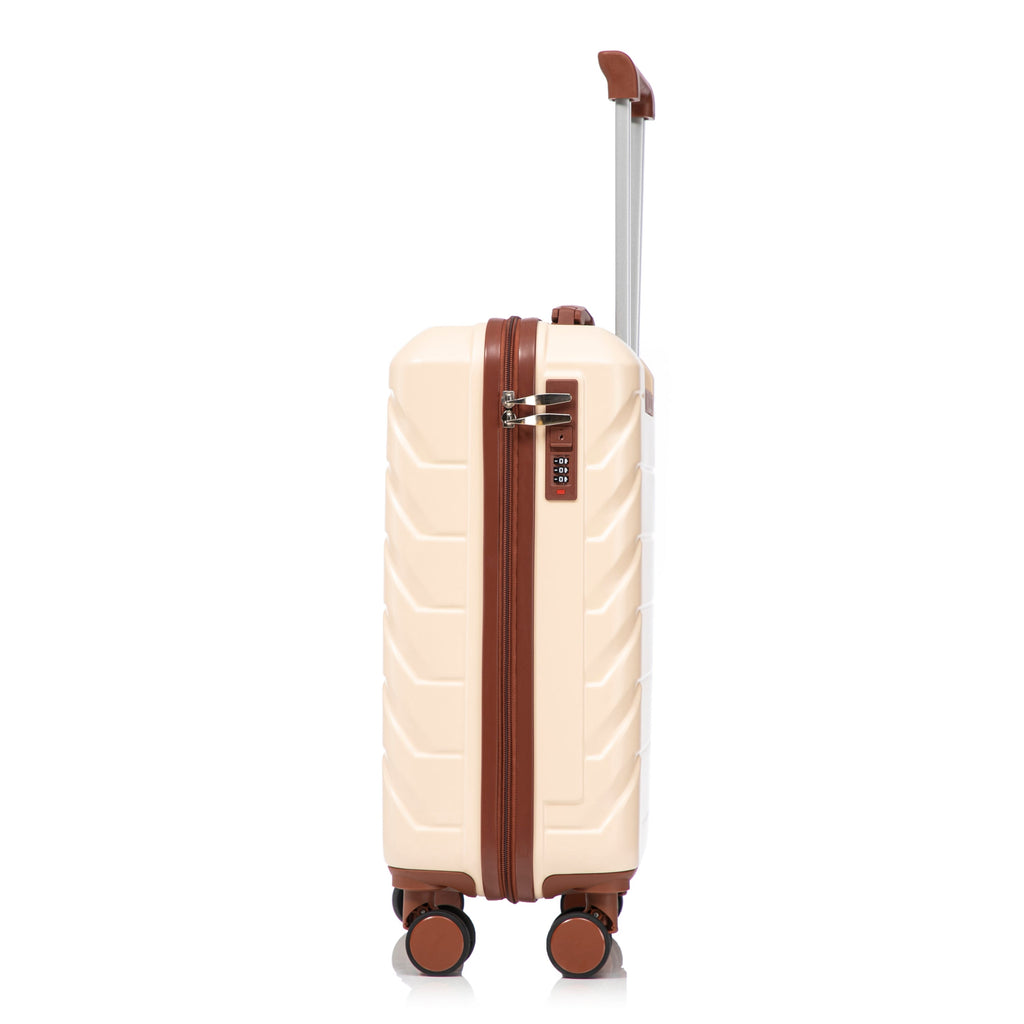 14'/20' 2-Piece Beige ABS Spinner Wheel Luggage Set