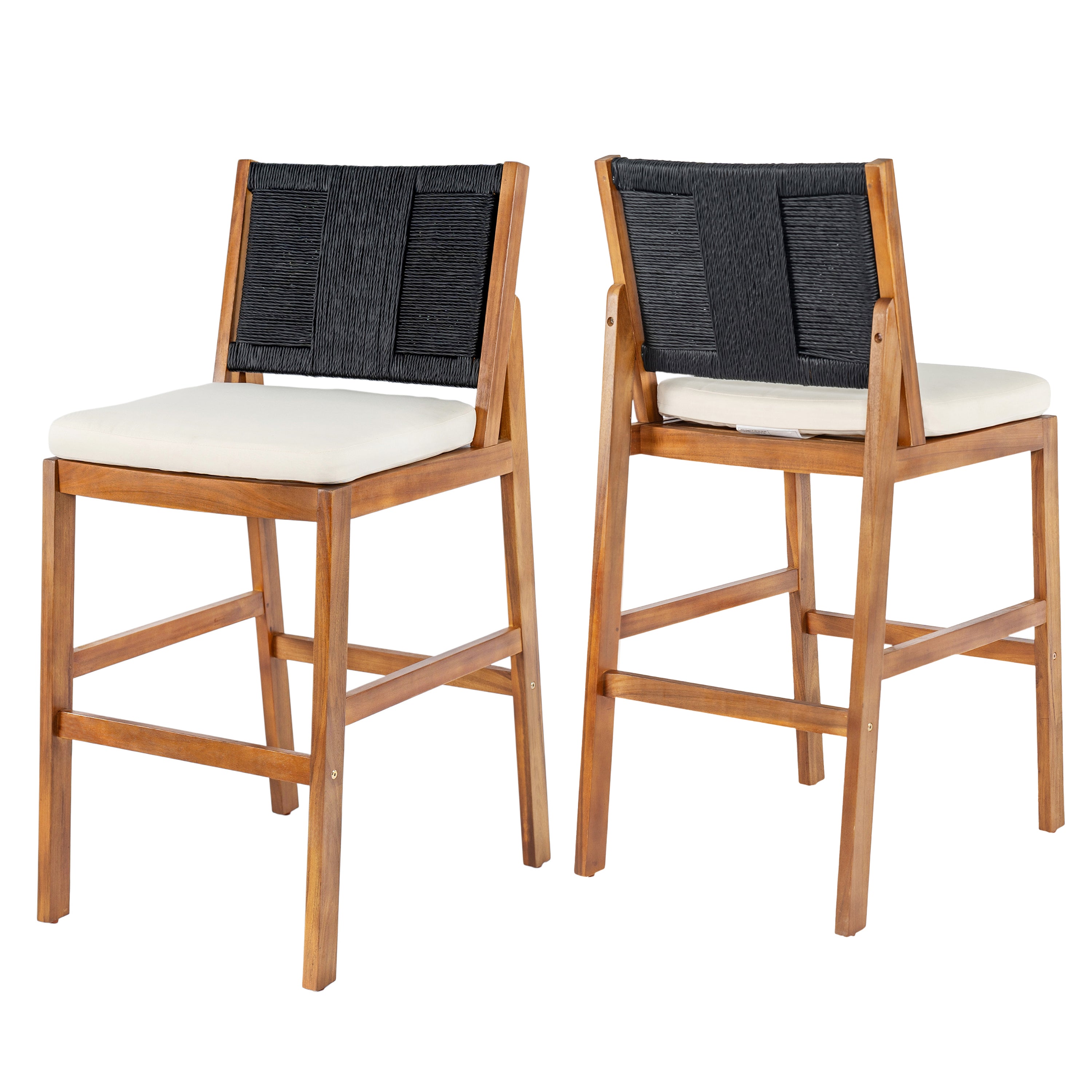 Outdoor Acacia Wood Bar Stools (Set of 2)