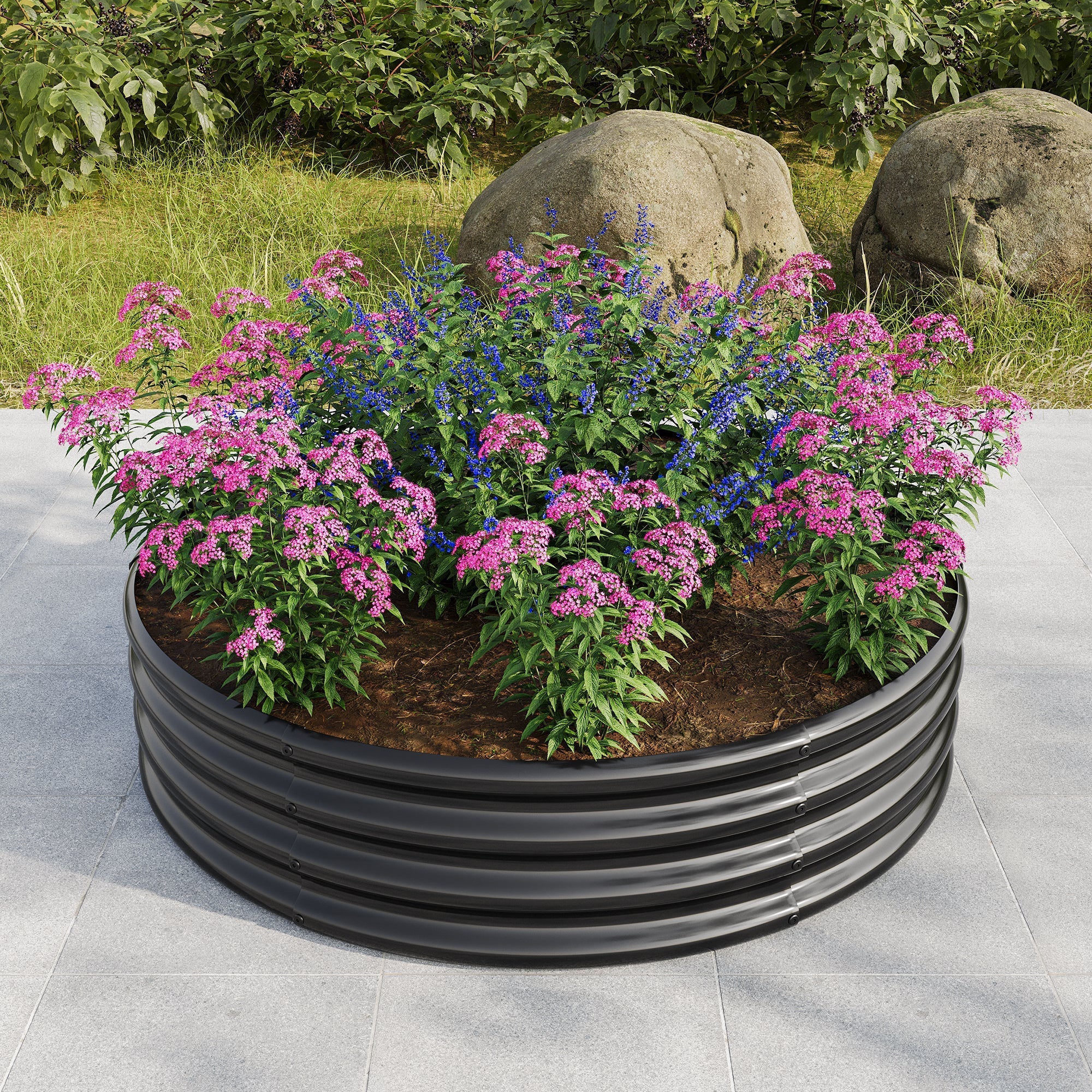 2PCS 47.24" Round Raised Garden Beds for Outdoor Gardening