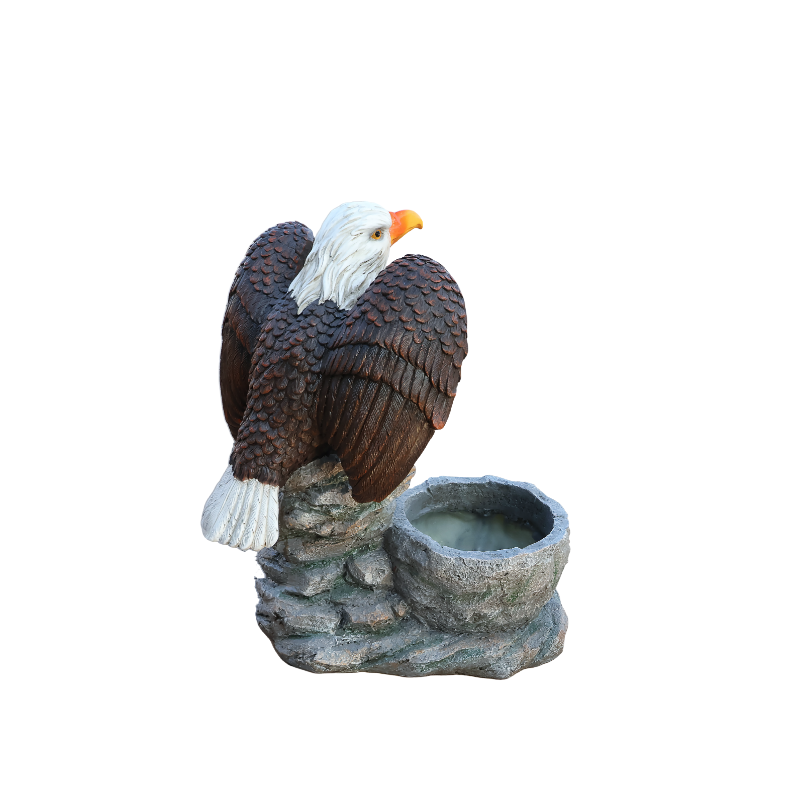 Standing Eagle Statue Garden Planter on Faux Stone Base