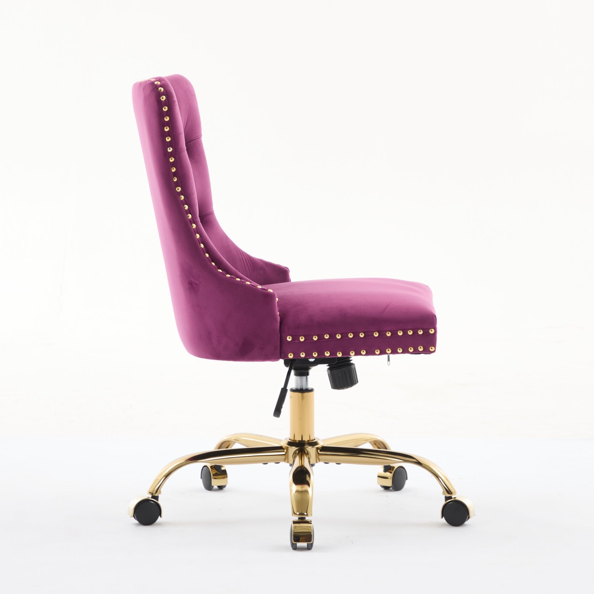 Office Chair Modern Velvet Upholstered Tufted Button (Purple)