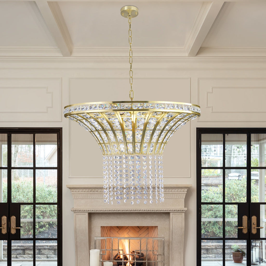8-Light 23.6' Wide Crystal Waterfall Chandelier