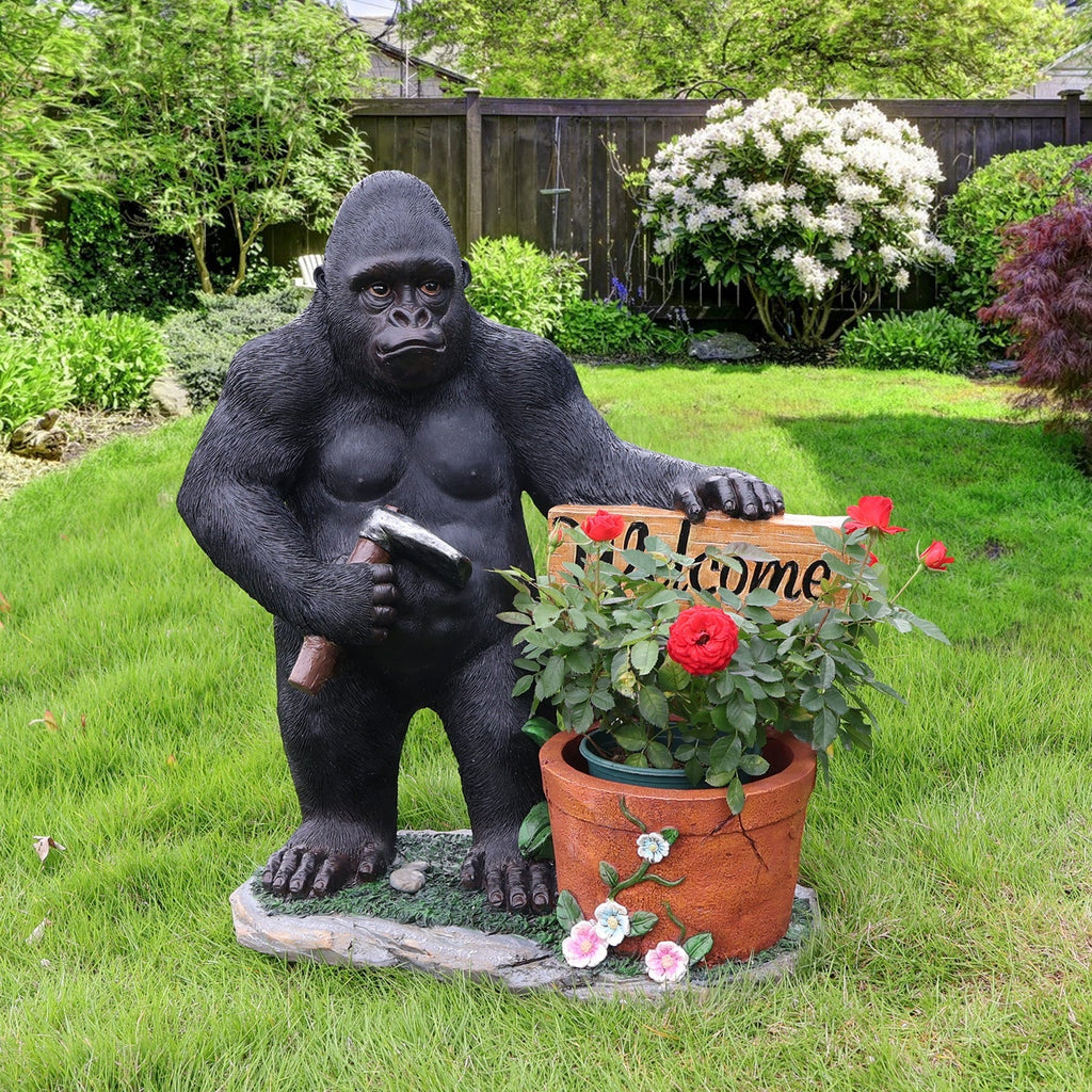 Outdoor Garden Sculpture Chimpanzee Flower Pot Planter