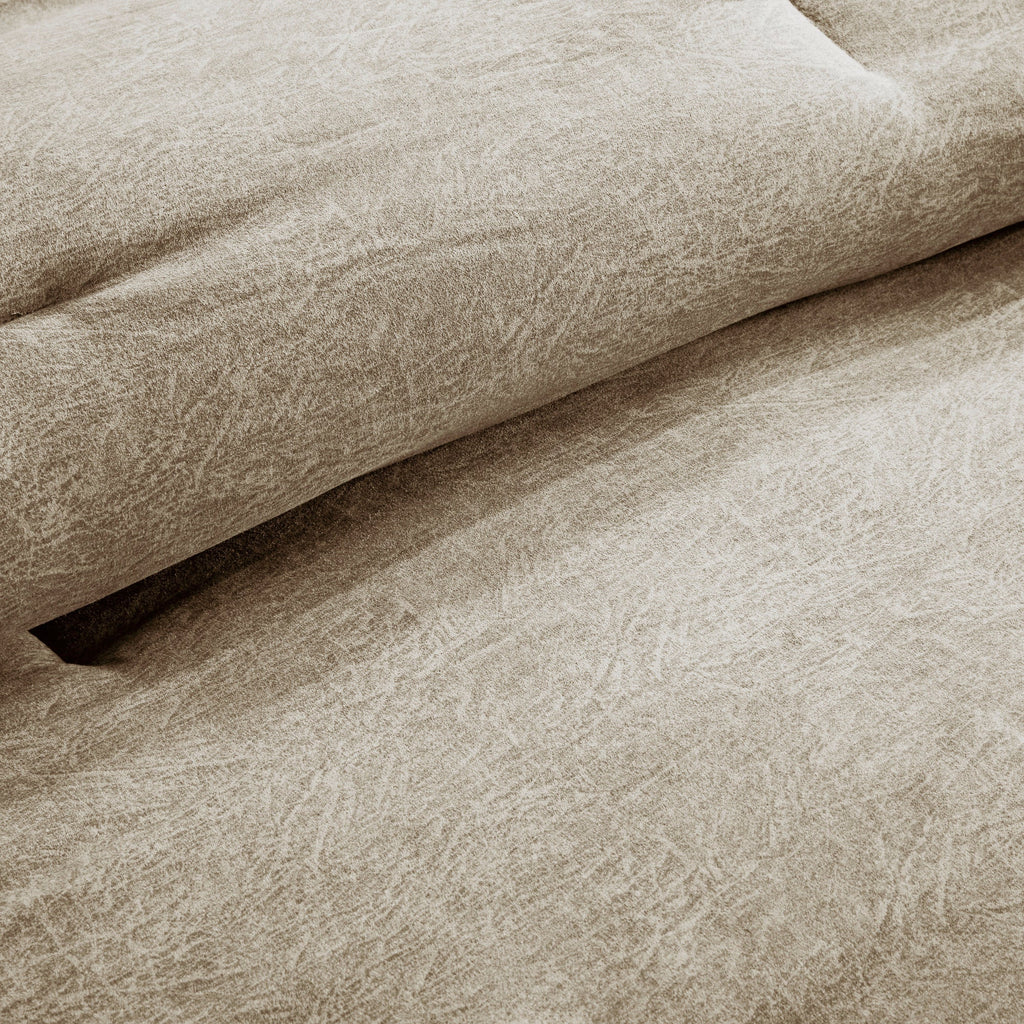 7 Piece Faux Suede Comforter Set Tan King