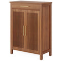 5 Tier Shoe Cabinet With Louvered Doors And Drawer, Freestanding Organizer With Adjustable Shelves For Entryway - Brown