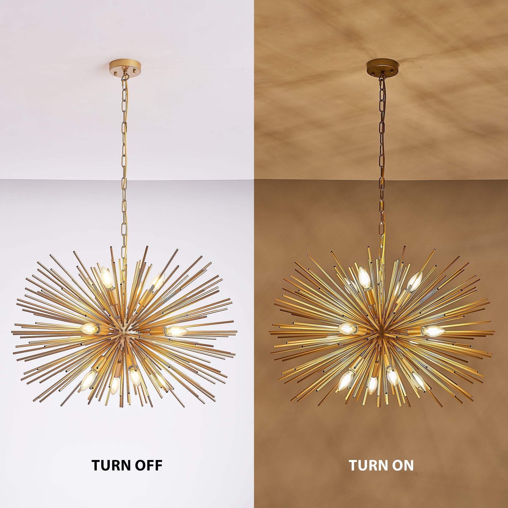 29" Mid-Century Modern 12-Light Starburst Chandelier