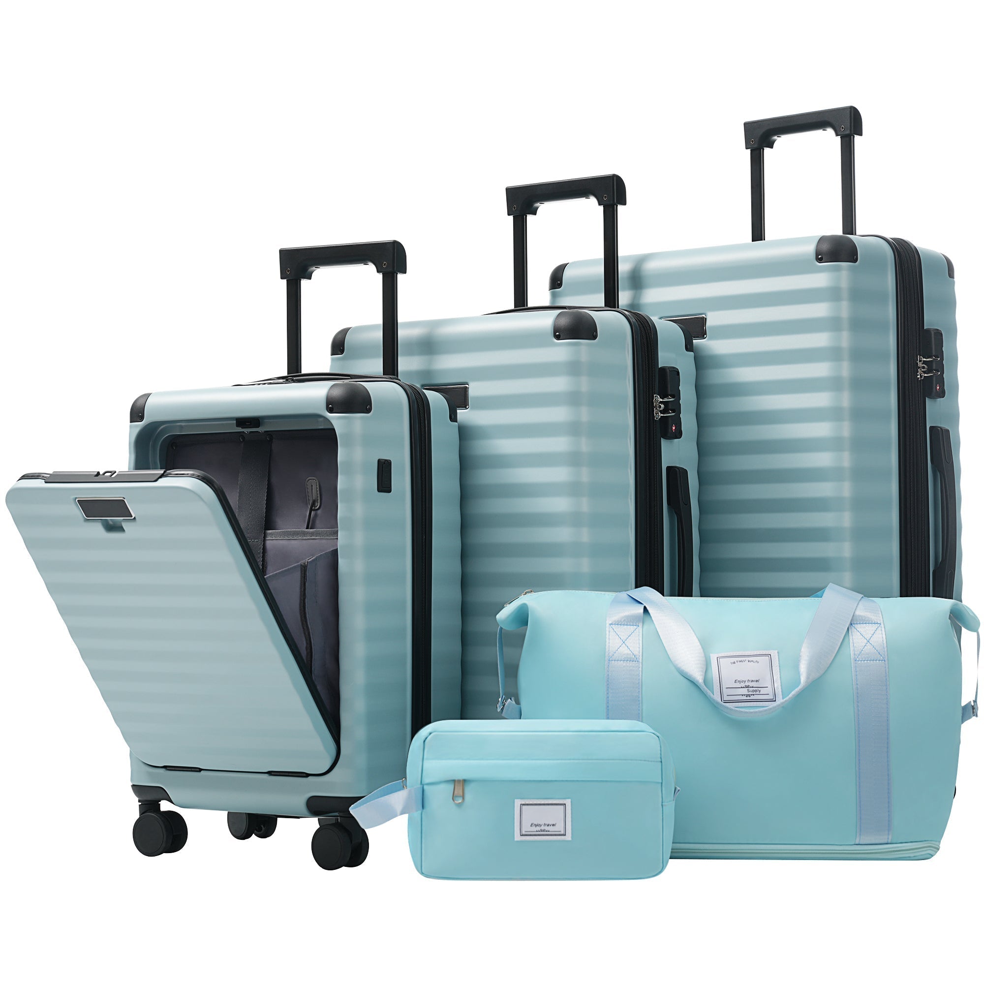 Deluxe 5-Piece Hard-Side Luggage Set with USB and TSA Locks
