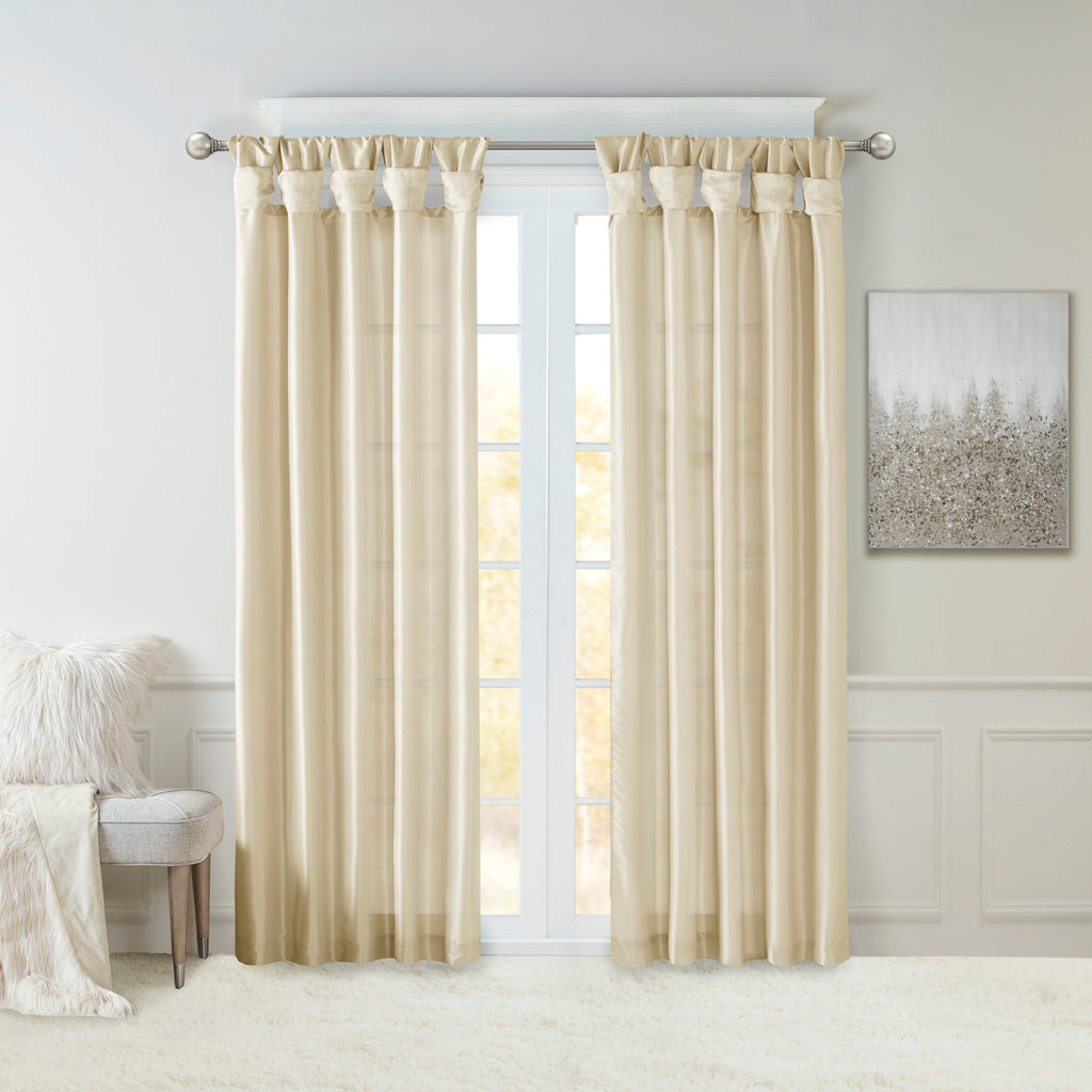 Twist Tab Lined Window Curtain Panel Champagne 50x95