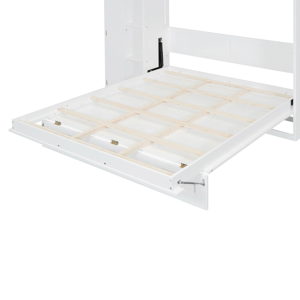 Murphy Wall Bed With Shelves, Wardrobe And LED Lights