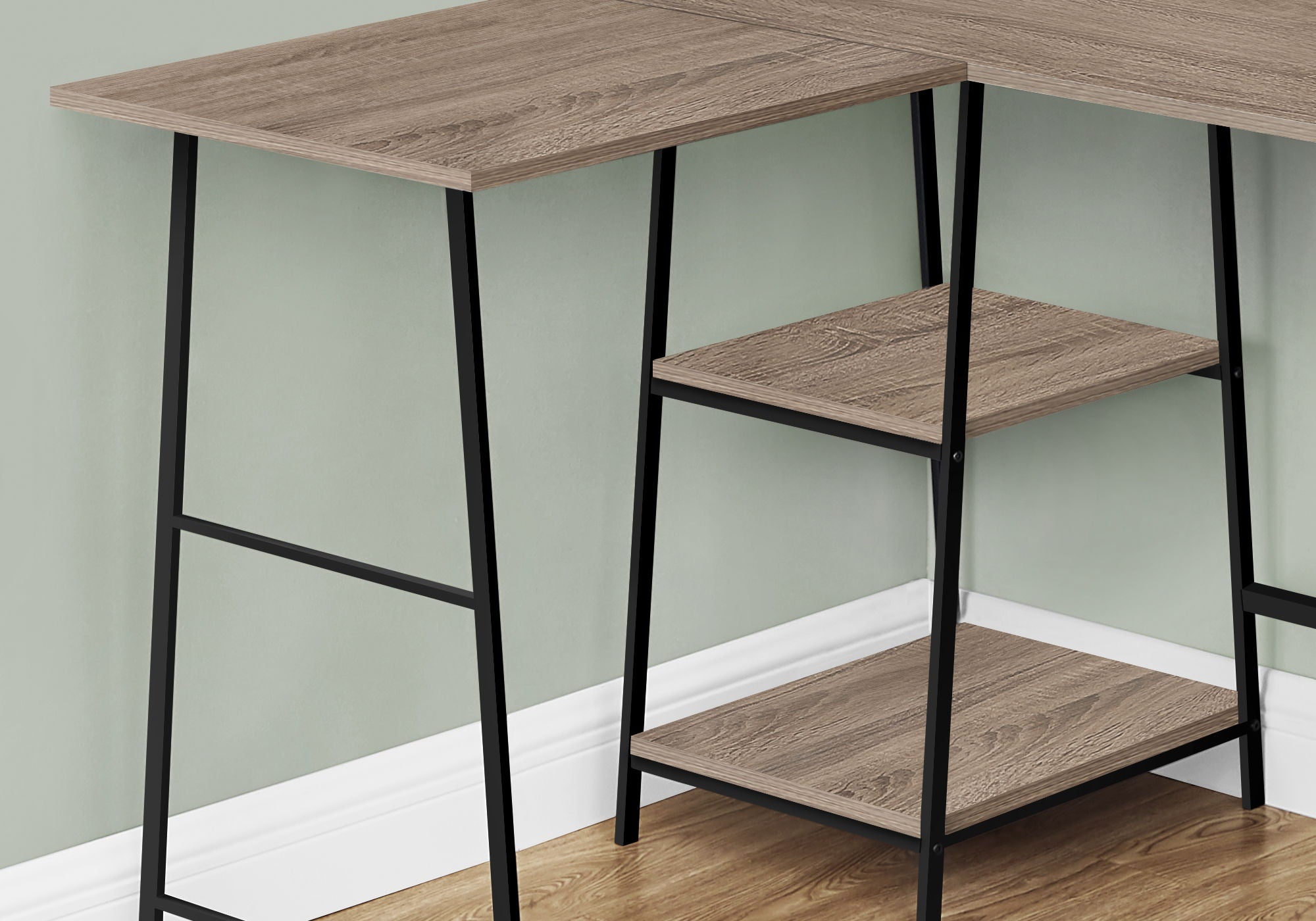 L-Shape Corner Computer Desk with Storage Shelves