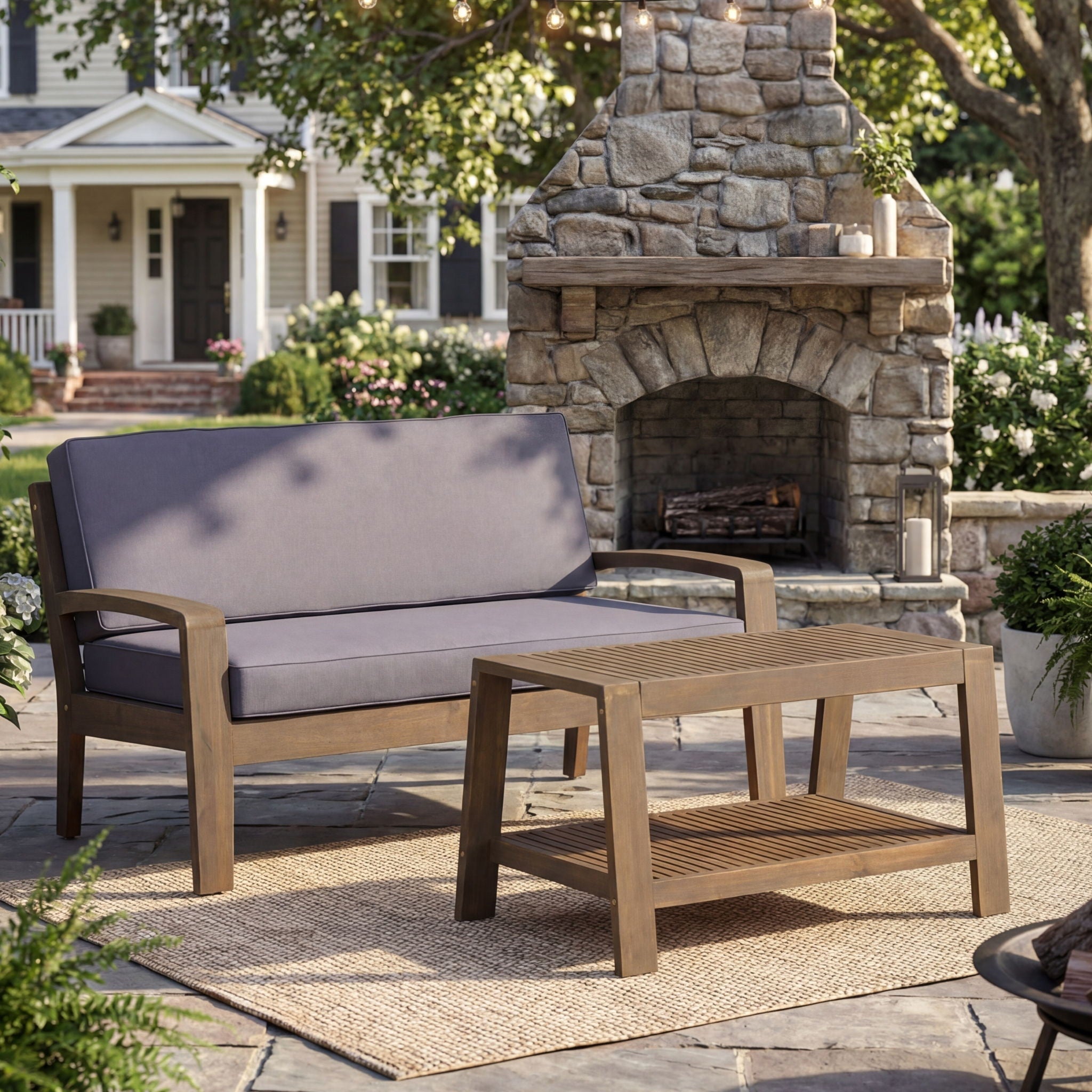 2 Piece Outdoor Conversation Set – Loveseat & Coffee Table with Water-Resistant Cushions