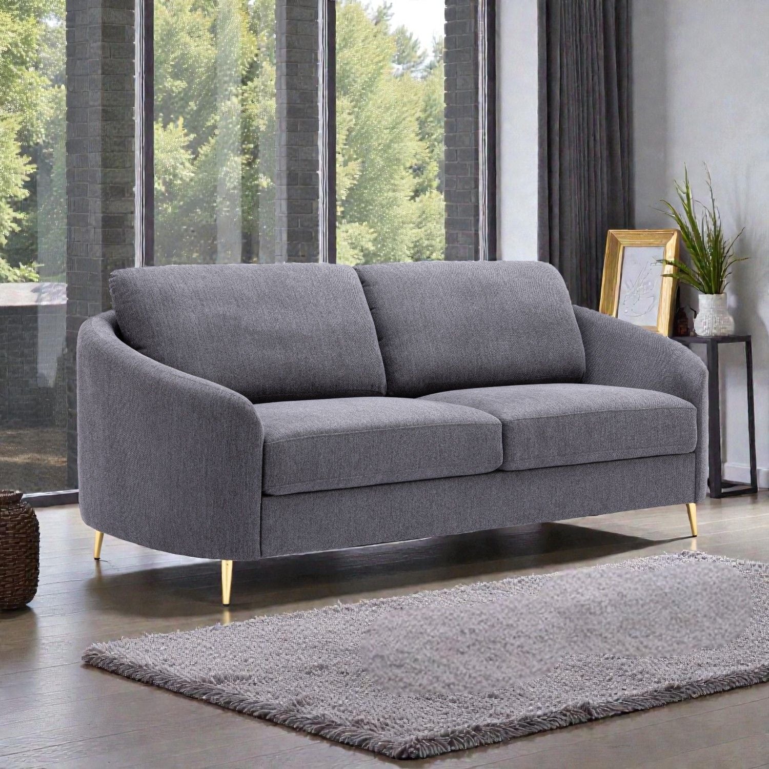 Yuina Linen Sofa in Gray