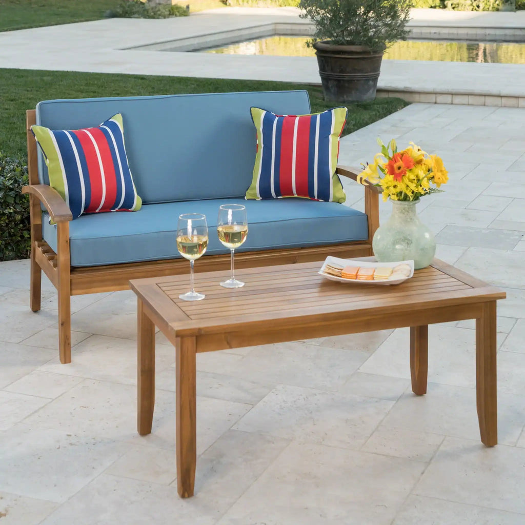 Outdoor Chat Set With Coffee Table and Loveseat