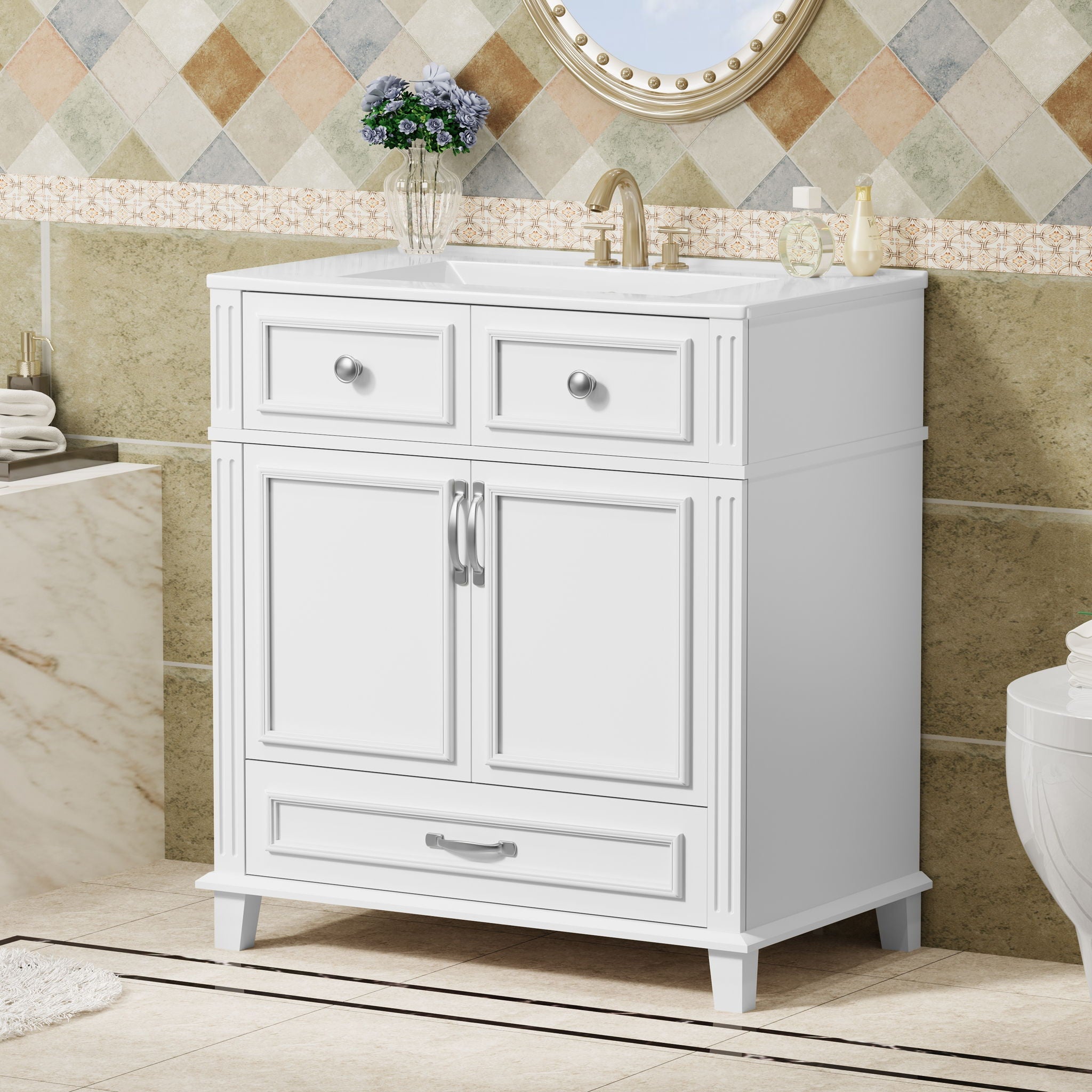 Bathroom Vanity With Sink And Storage Cabinet