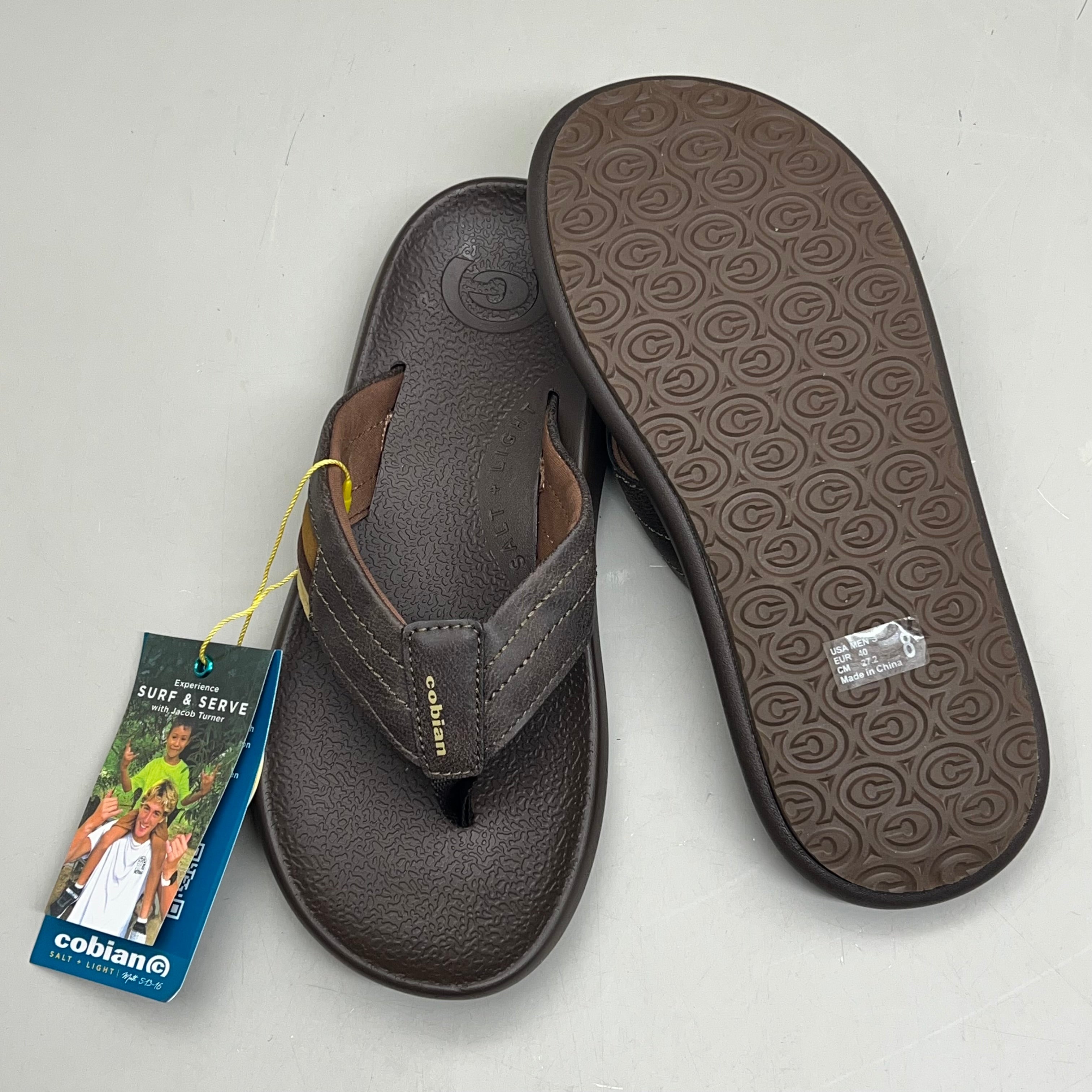COBIAN Kandui Synthetic Leather Strap Men's Sz 8, EU 40 Chocolate KAN25-2011-8