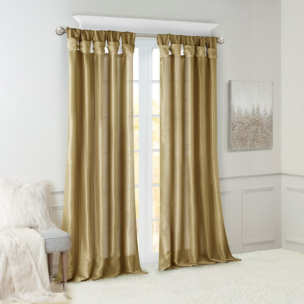 Twist Tab Lined Window Curtain Panel Bronze 50x84
