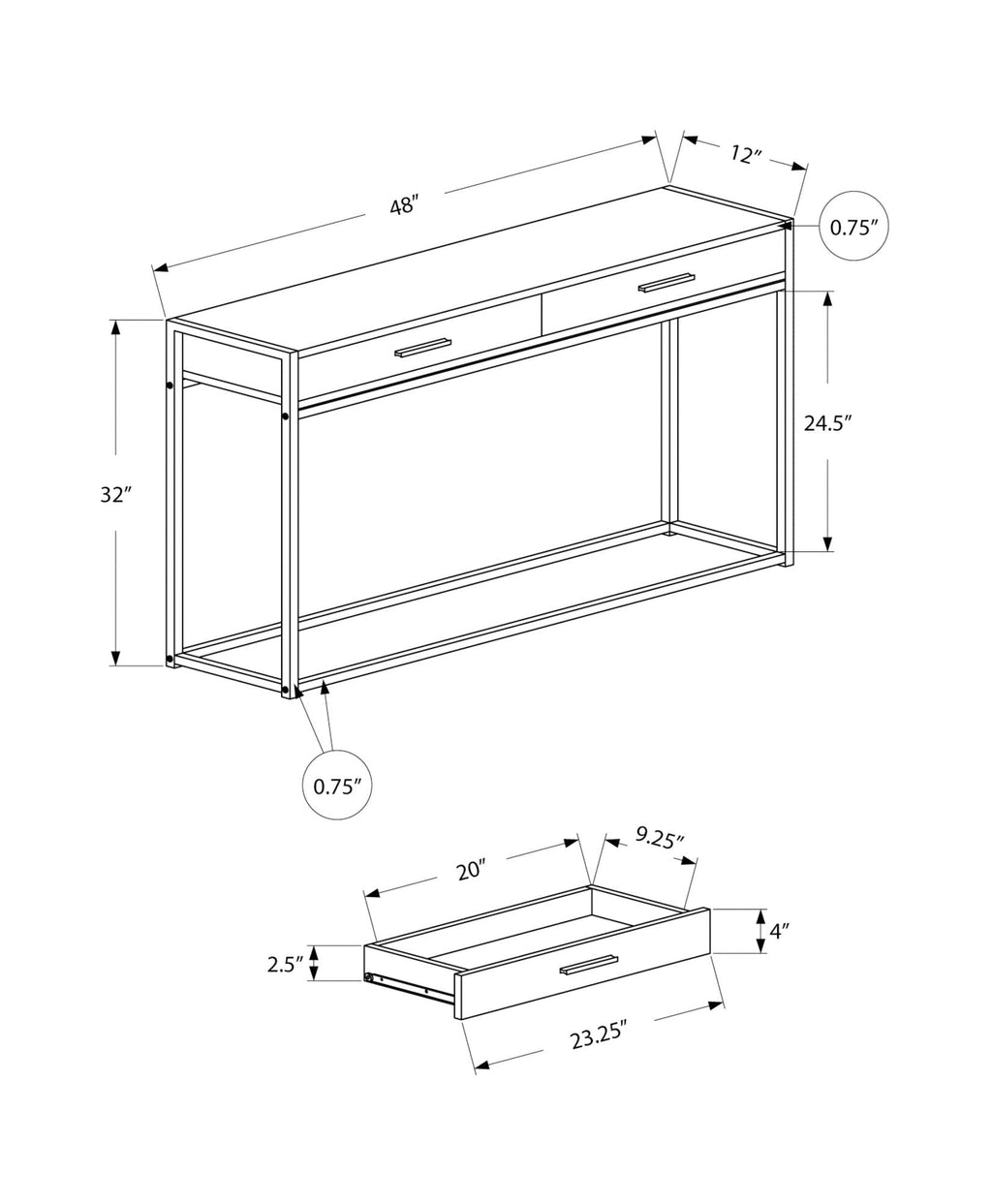 Accent Console Table for Entryway with Storage Drawers