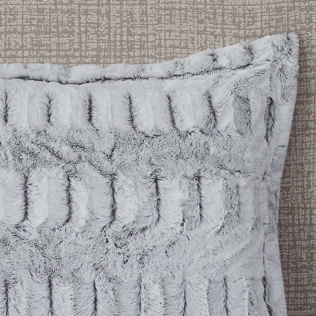 Full/Queen Back Print Long Fur Comforter Mini Set