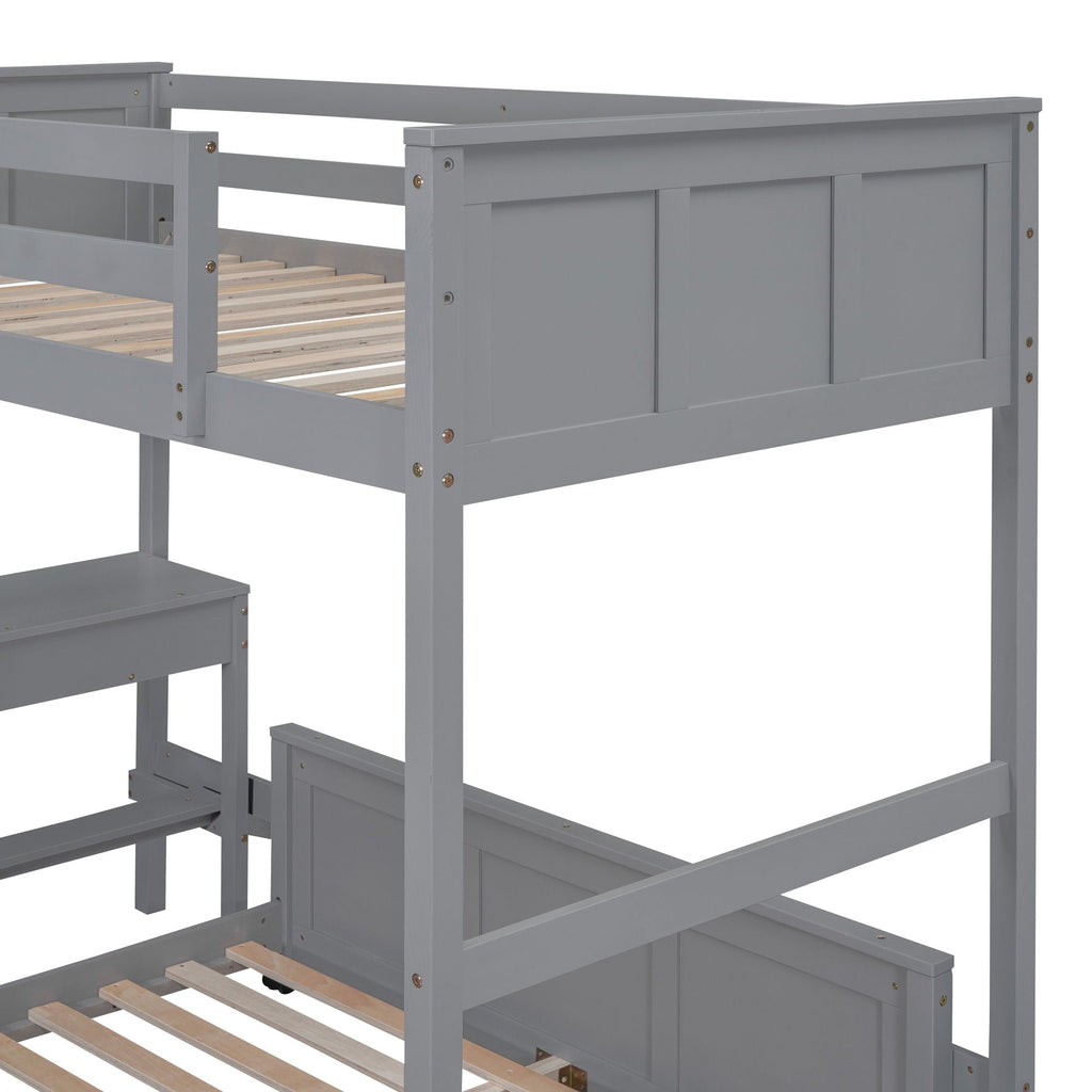 Full Over Full Bunk Bed With Desk