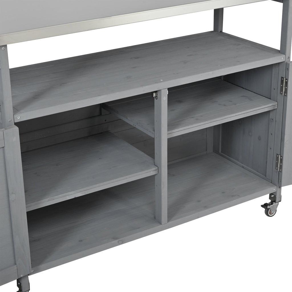 Foldable Outdoor Kitchen Island Patio Mobile Kitchen Cart