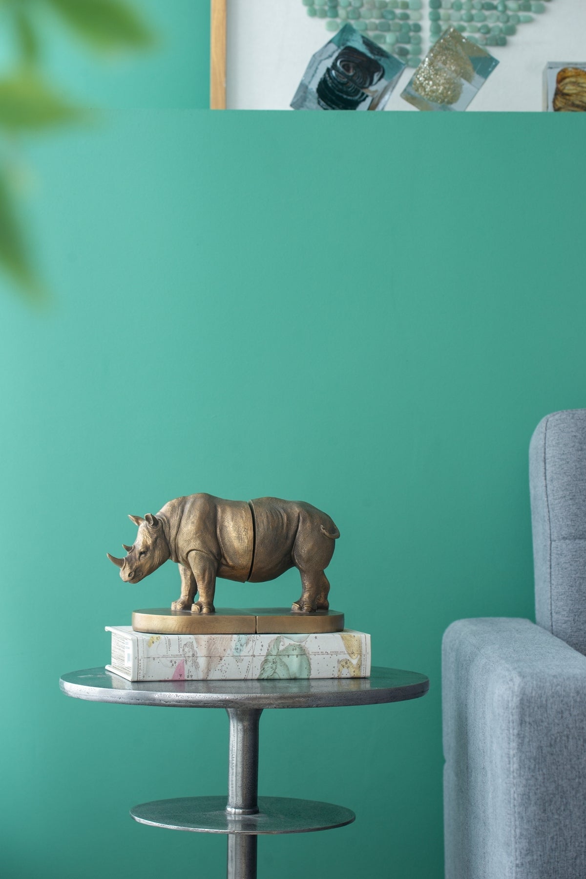 Set of 2 Rhino Bronze Bookends