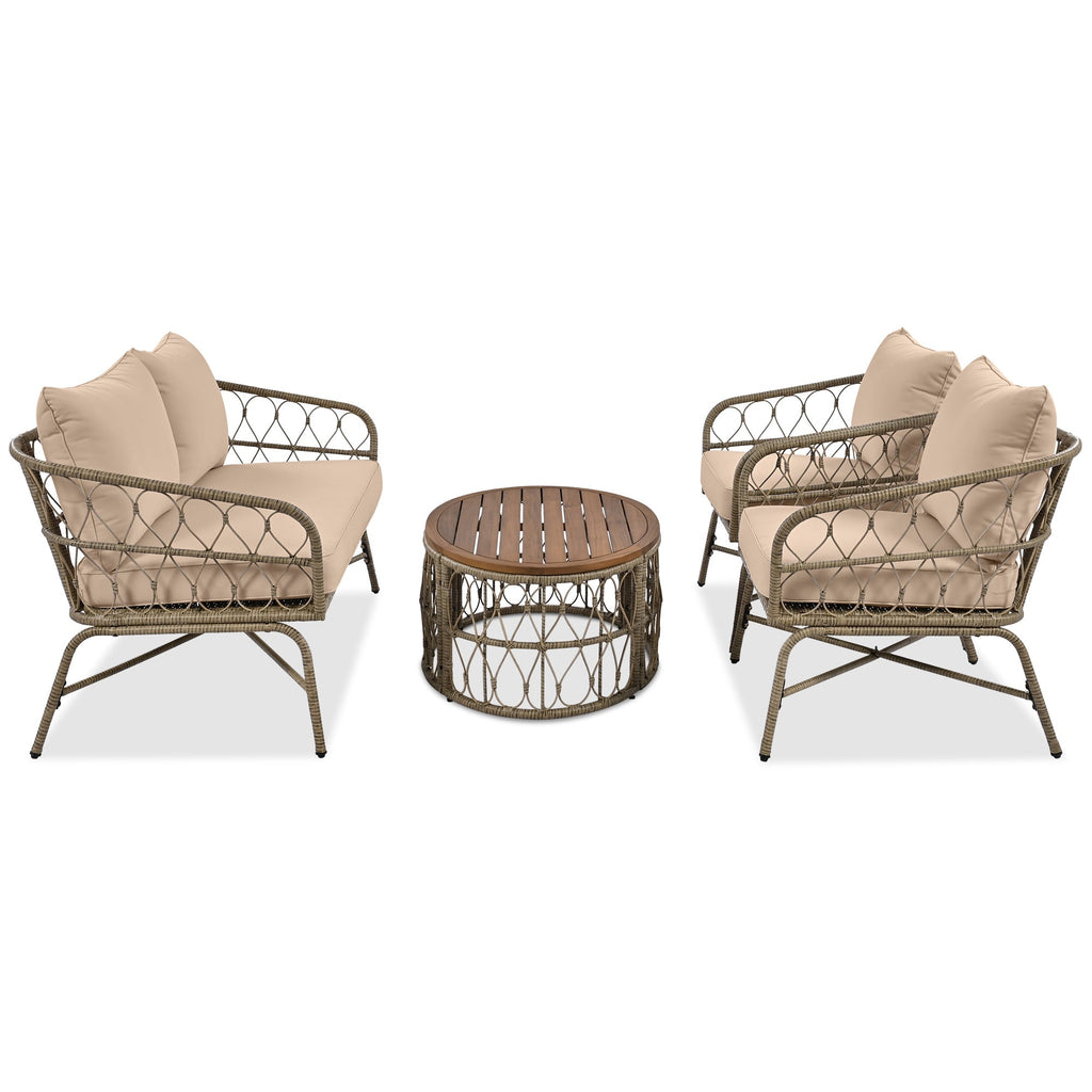 Bohemia-Inspired 4-Person Outdoor Seating Group With Removable Cushions