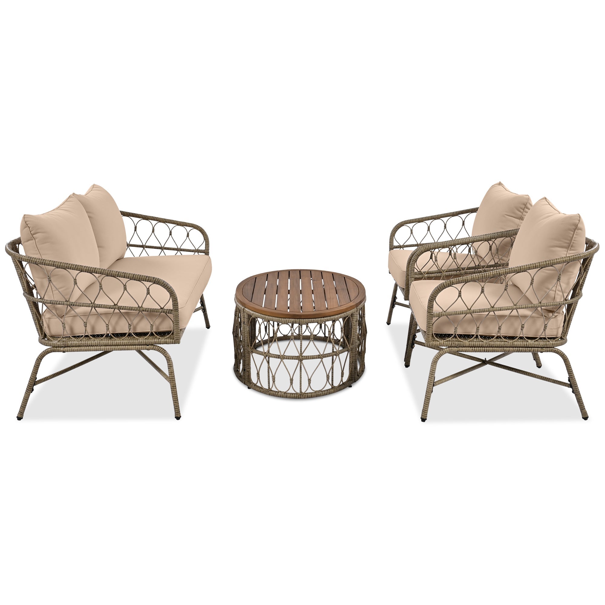 Bohemia-Inspired 4-Person Outdoor Seating Group With Removable Cushions