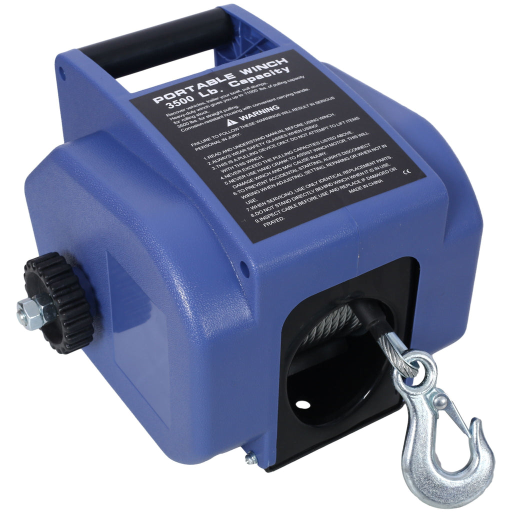 Reversible Electric 12V Trailer Winch for Boats Up to 6000 lbs - Blue