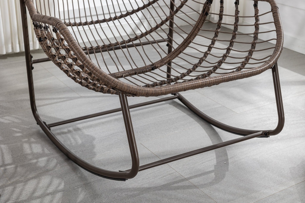 Outdoor Rattan Rocking Chair with Padded Cushion