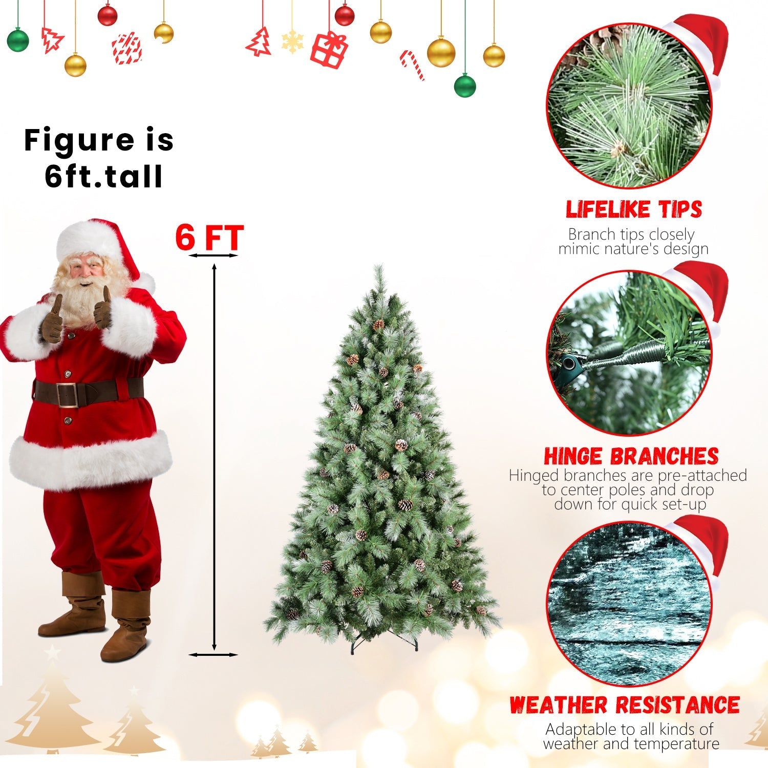 8 Ft The Full-Bodied Pre-Decorated Pinecone Christmas Tree