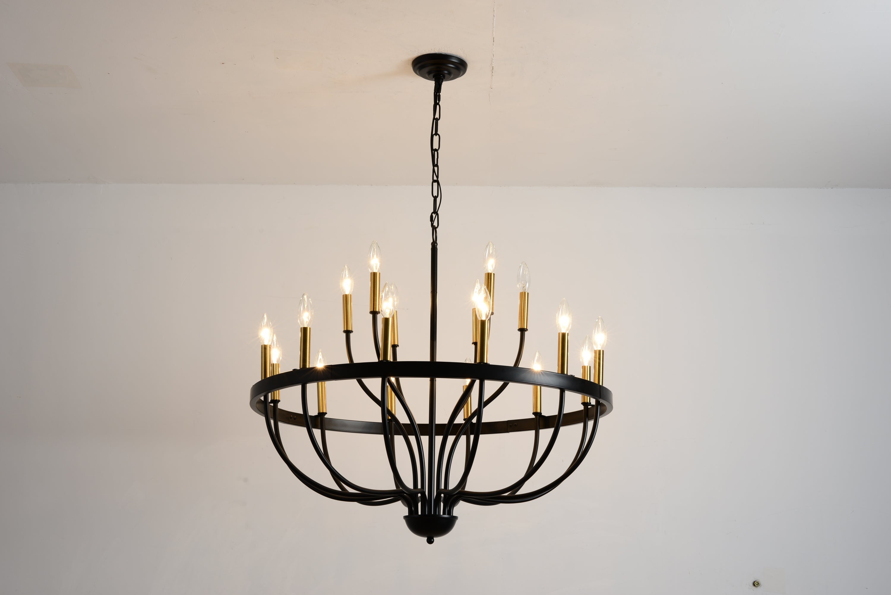 15-Light Industrial Iron Candle Chandelier Modern Farmhouse Pendant Light