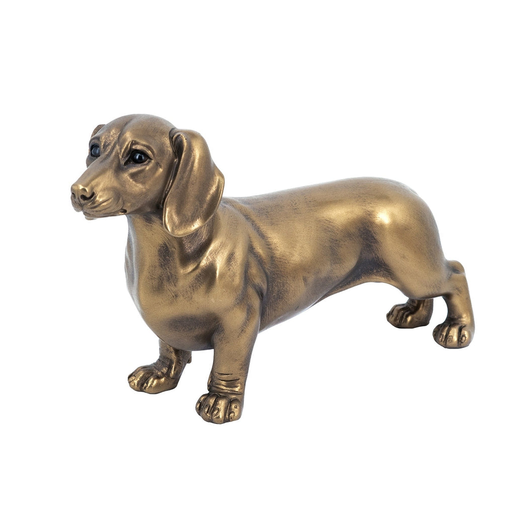 11.4x3.3x6.6' Lifelike Dachshund Figurine with Copper Finish
