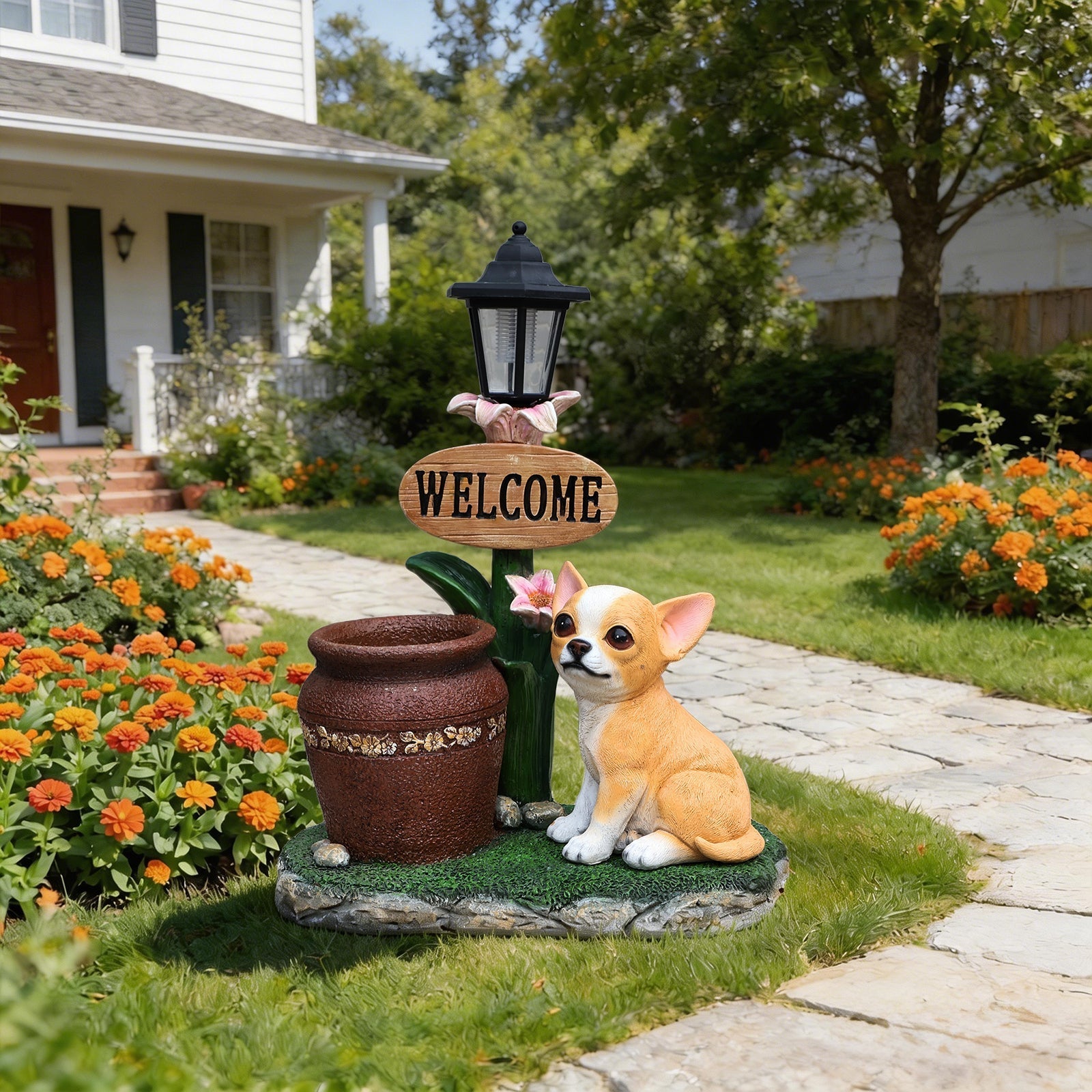 Sitting Corgi Dog Planter Outdoor Decor