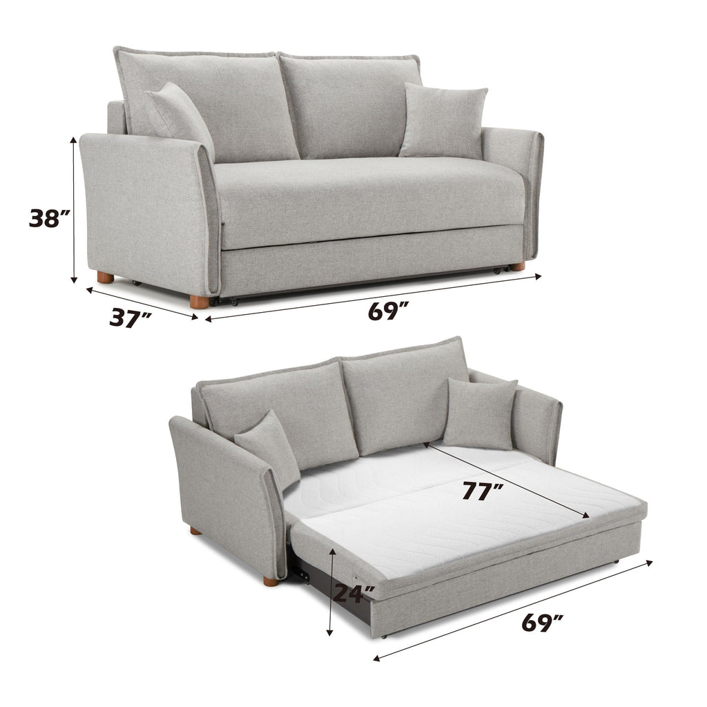 Oren Chenille Sleeper Sectional Sofa With Storage - Gray