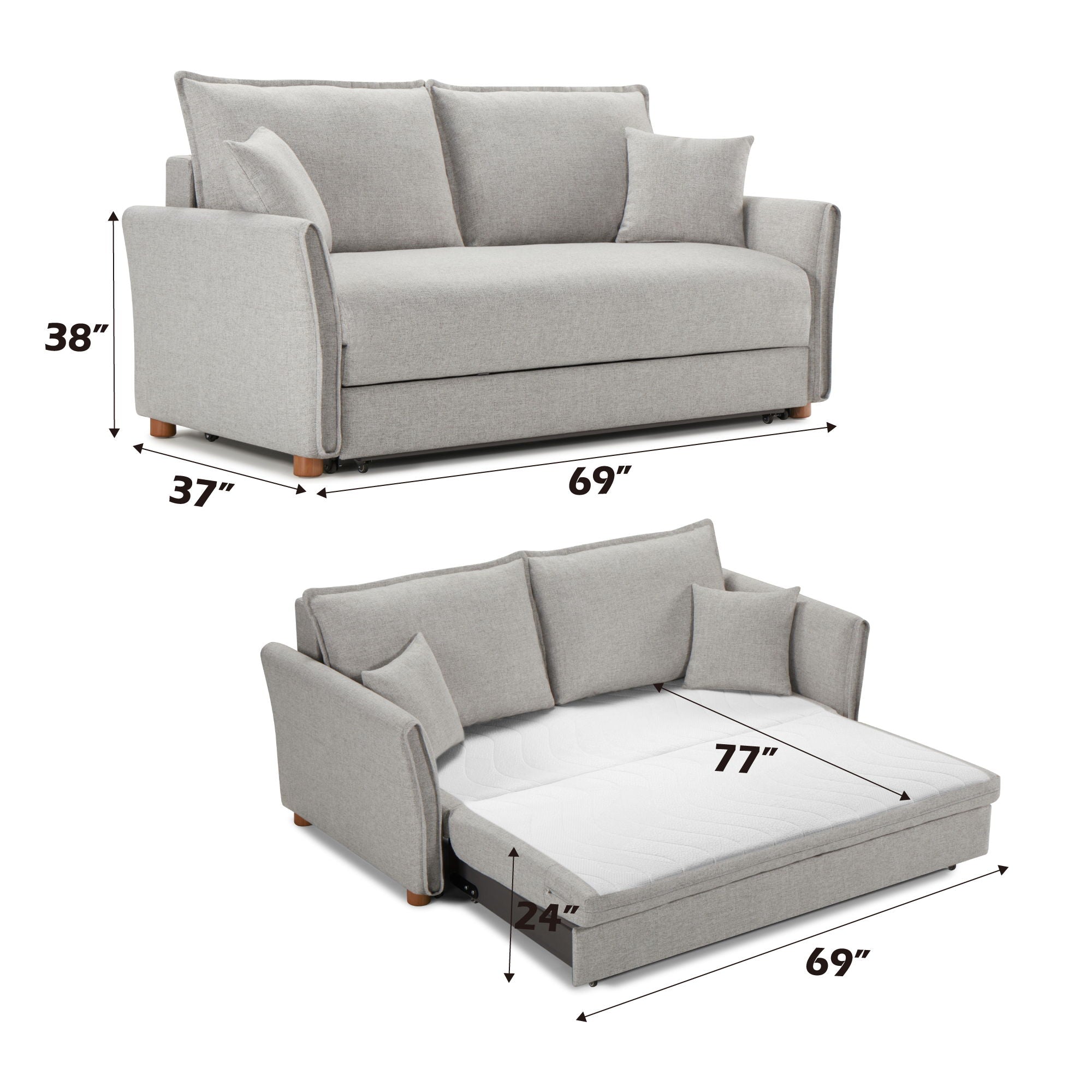 Oren Chenille Sleeper Sectional Sofa With Storage - Gray