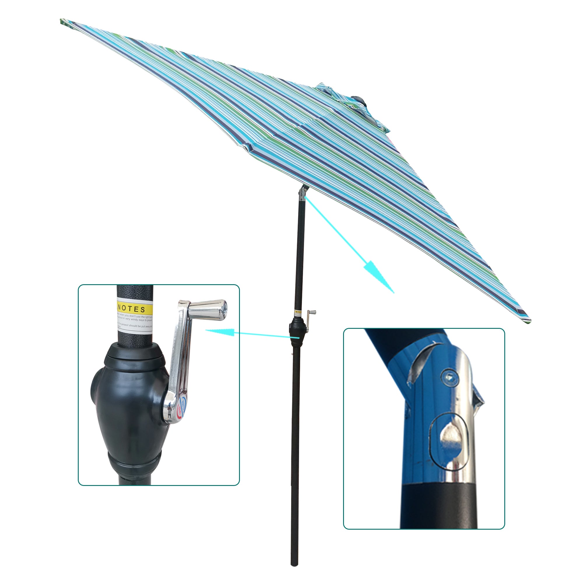 9FT Umbrella Blue Stripes