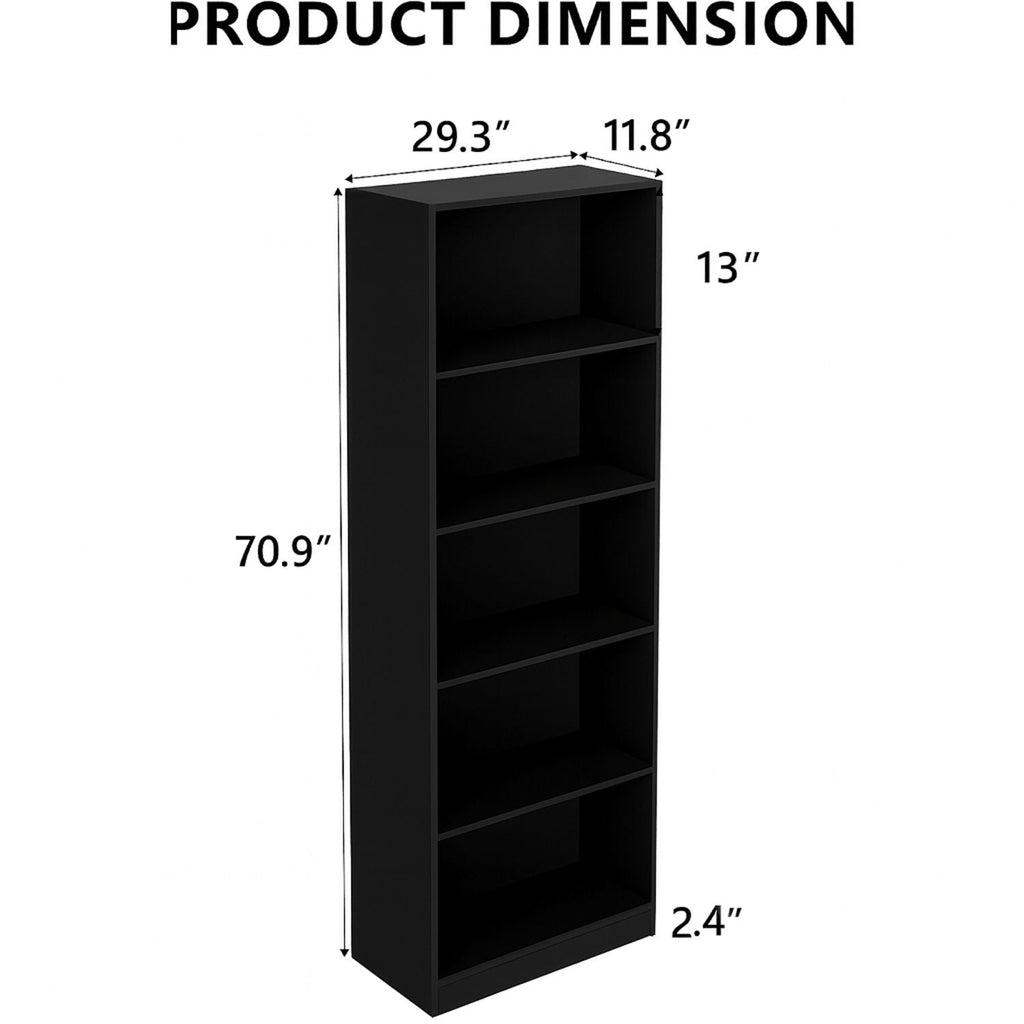 5 Tier Bookshelf Storage Cabinet With Anti-Tip Kit