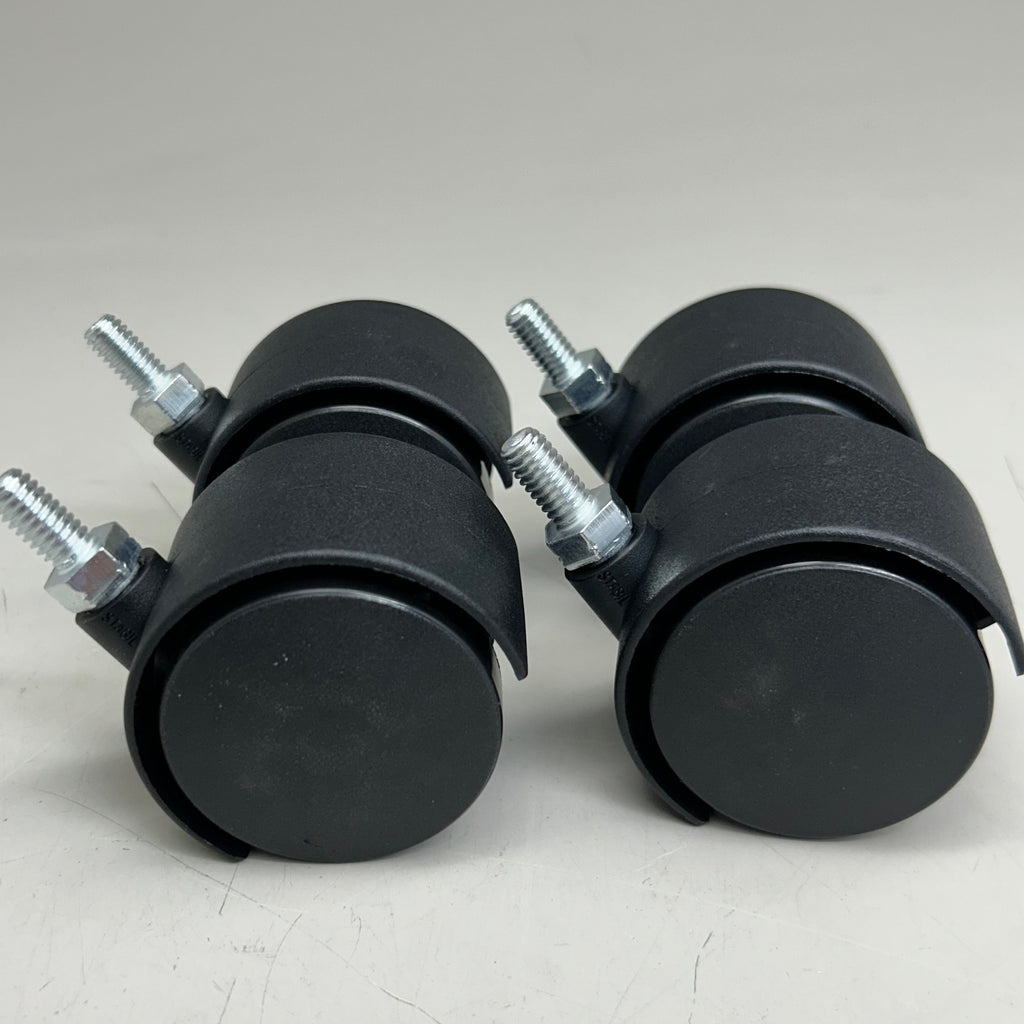 (4 Pack) Swivel Black Plastic Rolling Castor Wheels 3" Overall Length Black