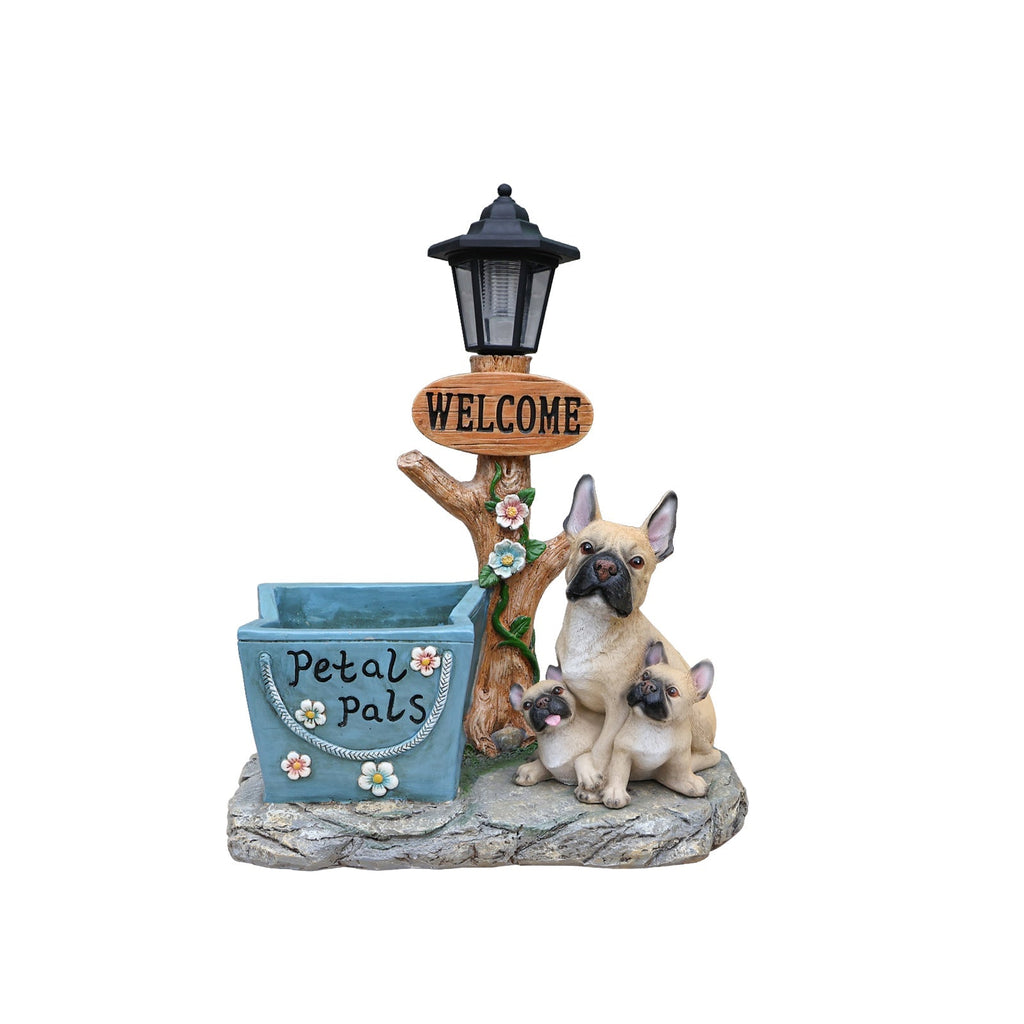 French Bulldog Family Planter Statue